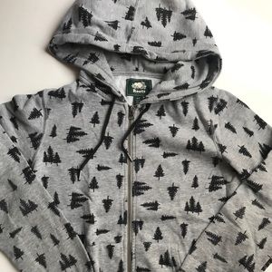 Roots tree print zip up sweater